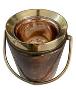 1960S ALDO TURO LACQUERED GOATSKIN ICE BUCKET WITH GILT METAL HANDLE AND TOP
