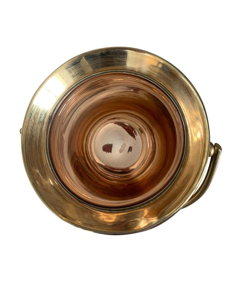 1960S ALDO TURO LACQUERED GOATSKIN ICE BUCKET WITH GILT METAL HANDLE AND TOP