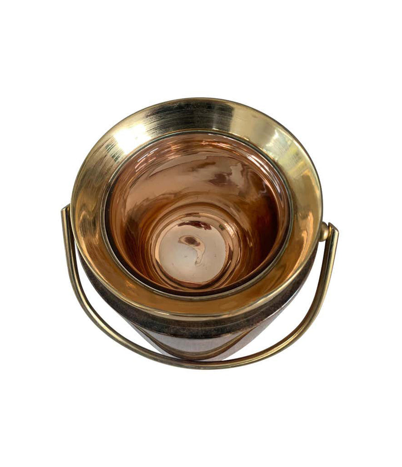1960S ALDO TURO LACQUERED GOATSKIN ICE BUCKET WITH GILT METAL HANDLE AND TOP