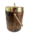1960S ALDO TURO LACQUERED GOATSKIN ICE BUCKET WITH GILT METAL HANDLE AND TOP