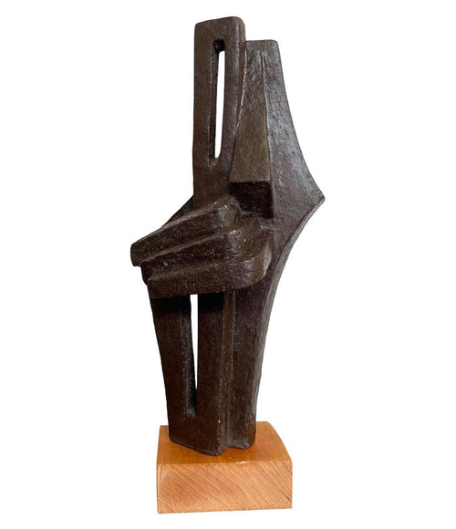 1960S BELGIAN CERAMIC ABSTRACT SCULPTURE WITH BRONZE TEXTURED STYLE FINISH