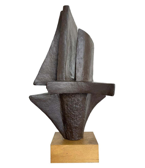 1960S BELGIAN CERAMIC ABSTRACT SCULPTURE WITH BRONZE TEXTURED STYLE FINISH