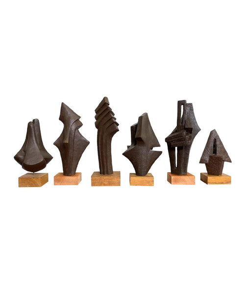 1960S BELGIAN CERAMIC ABSTRACT SCULPTURE WITH BRONZE TEXTURED STYLE FINISH
