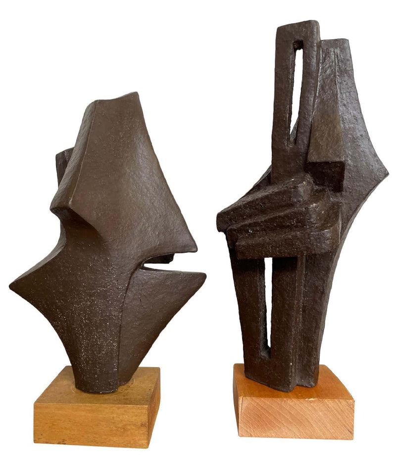 1960S BELGIAN CERAMIC ABSTRACT SCULPTURE WITH BRONZE TEXTURED STYLE FINISH