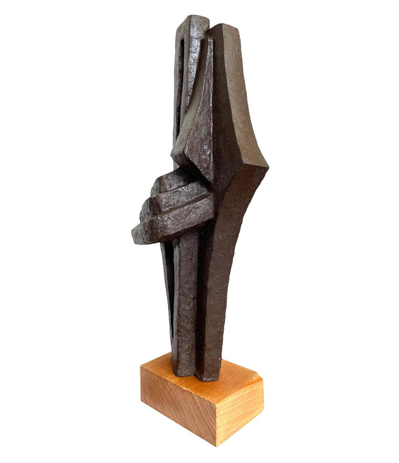 1960S BELGIAN CERAMIC ABSTRACT SCULPTURE WITH BRONZE TEXTURED STYLE FINISH