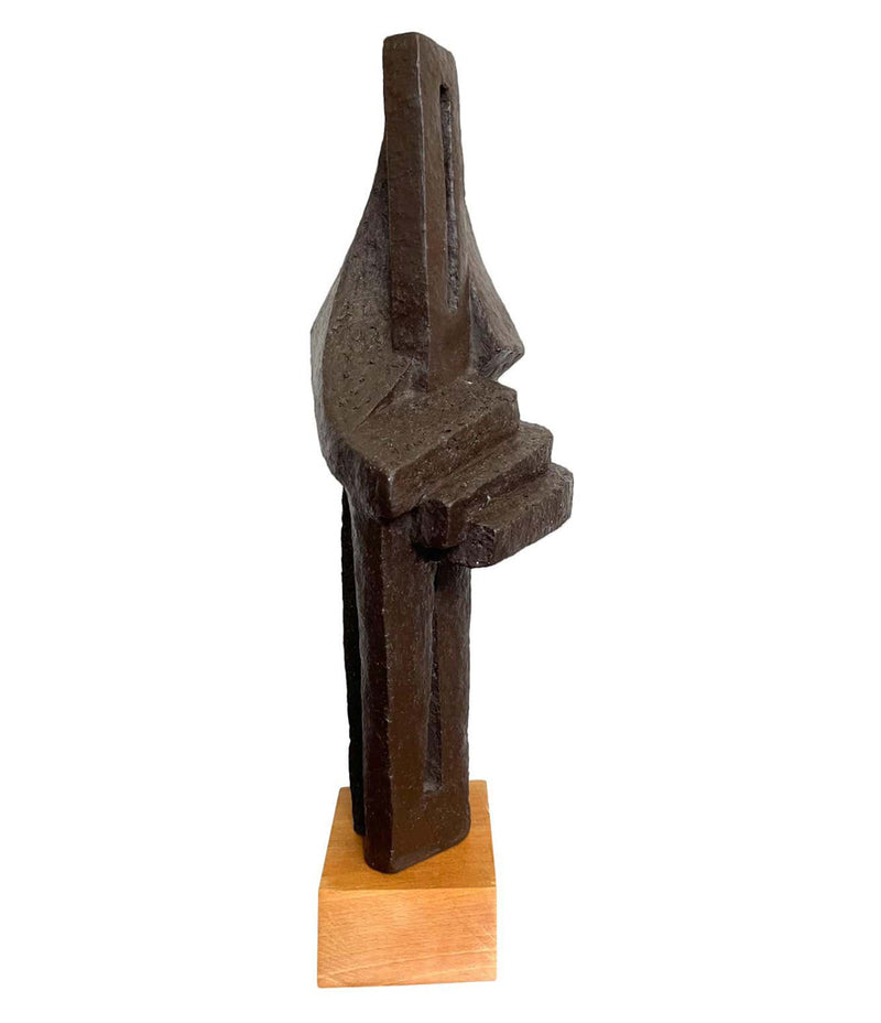 1960S BELGIAN CERAMIC ABSTRACT SCULPTURE WITH BRONZE TEXTURED STYLE FINISH