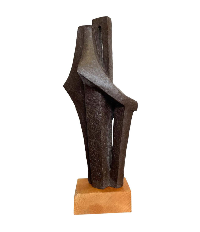 1960S BELGIAN CERAMIC ABSTRACT SCULPTURE WITH BRONZE TEXTURED STYLE FINISH