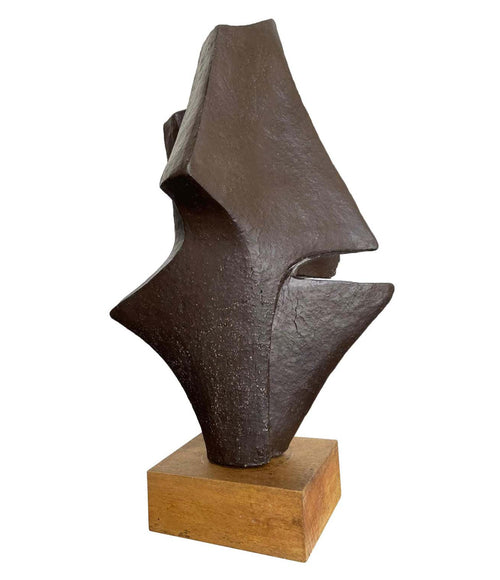 1960S BELGIAN CERAMIC ABSTRACT SCULPTURE WITH BRONZE TEXTURED STYLE FINISH