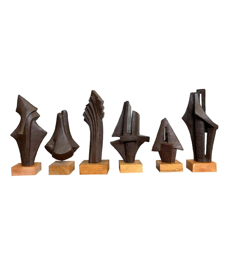 1960S BELGIAN CERAMIC ABSTRACT SCULPTURE WITH BRONZE TEXTURED STYLE FINISH