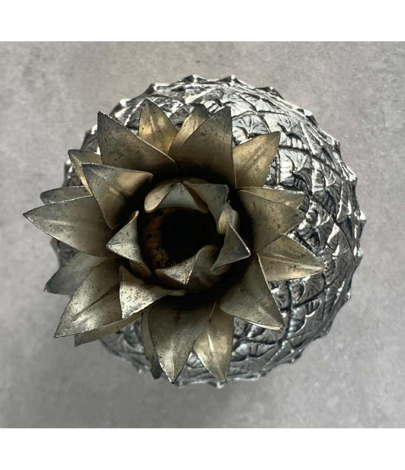 1960S ITALIAN METAL PINEAPPLE ICE BUCKET BY MAURO MANETTI WITH GILT LEAVES