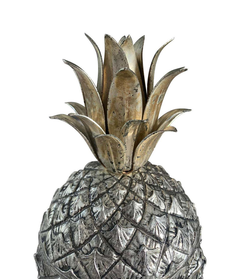 1960S ITALIAN METAL PINEAPPLE ICE BUCKET BY MAURO MANETTI WITH GILT LEAVES