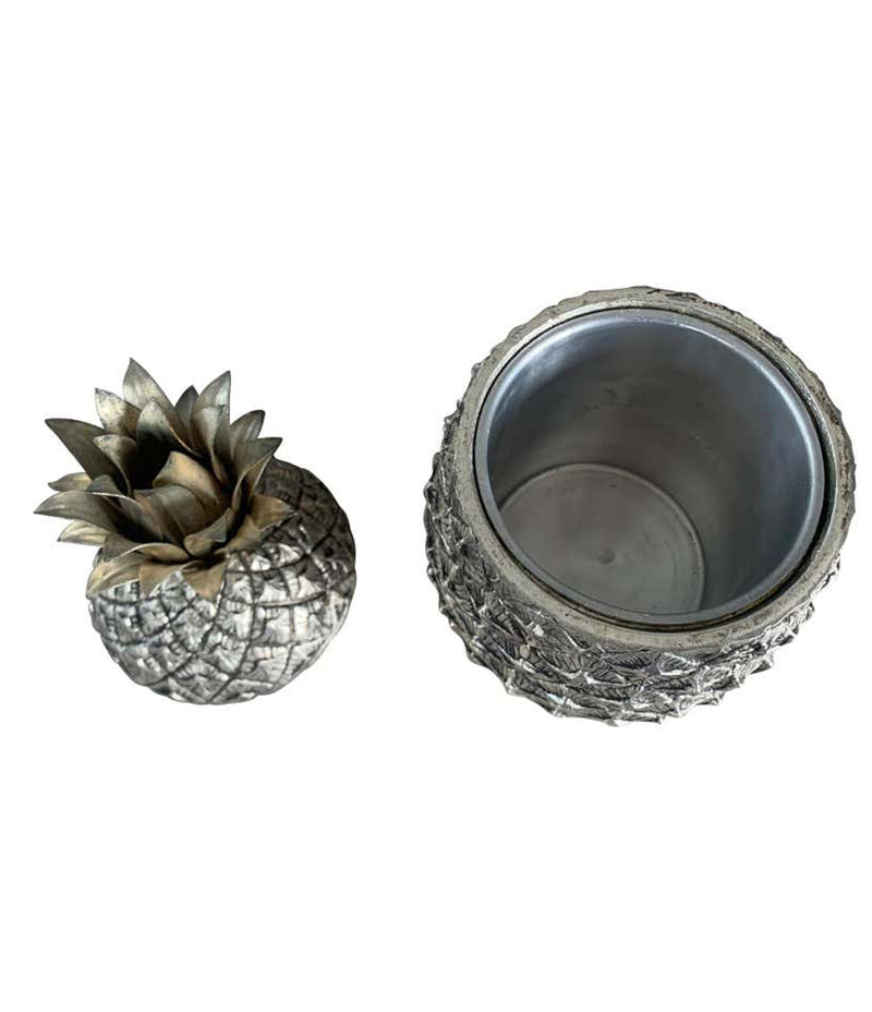 1960S ITALIAN METAL PINEAPPLE ICE BUCKET BY MAURO MANETTI WITH GILT LEAVES