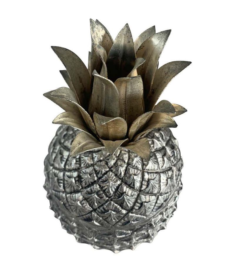 1960S ITALIAN METAL PINEAPPLE ICE BUCKET BY MAURO MANETTI WITH GILT LEAVES