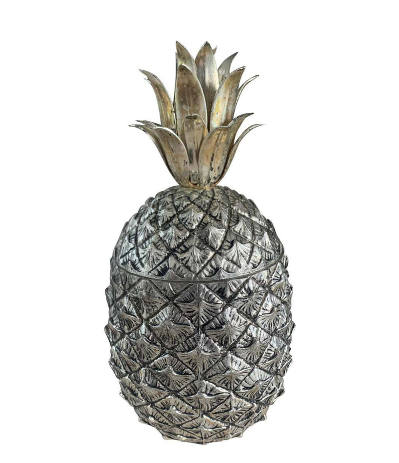 1960S ITALIAN METAL PINEAPPLE ICE BUCKET BY MAURO MANETTI WITH GILT LEAVES
