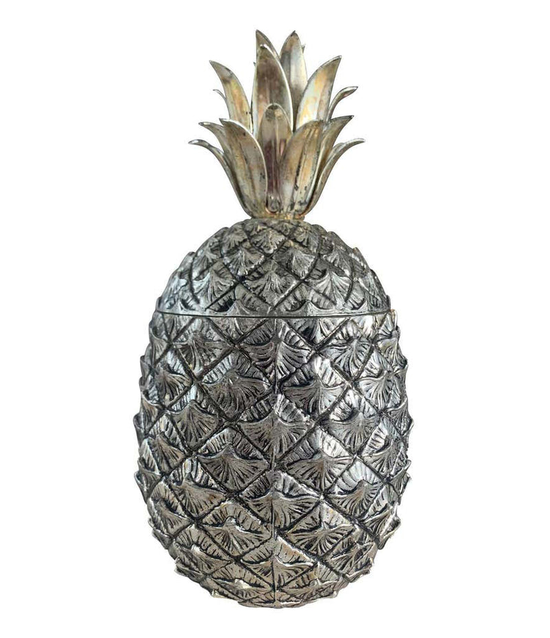 1960S ITALIAN METAL PINEAPPLE ICE BUCKET BY MAURO MANETTI WITH GILT LEAVES