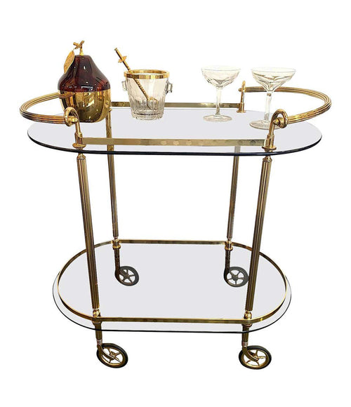 1960s Italian Midcentury Bar Cart with Smoked Glass Shelves - Mid Century Furniture - Ed Butcher Antiques 