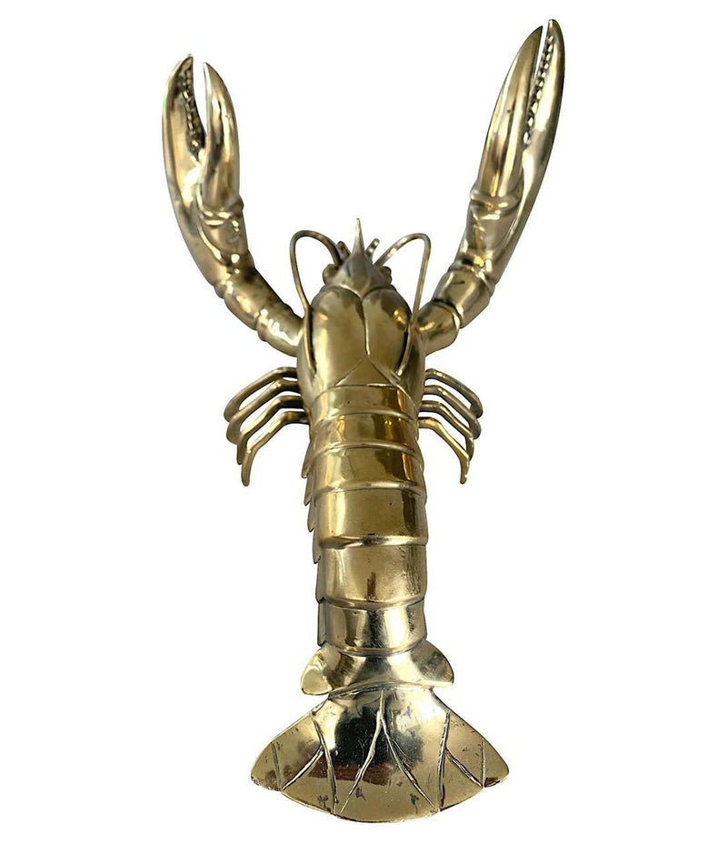 1960S LIFE-SIZE SOLID BRASS LOBSTER SCULPTURE WITH EXQUISITE DETAIL