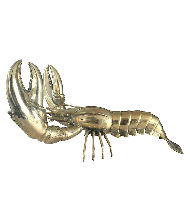 1960S LIFE-SIZE SOLID BRASS LOBSTER SCULPTURE WITH EXQUISITE DETAIL
