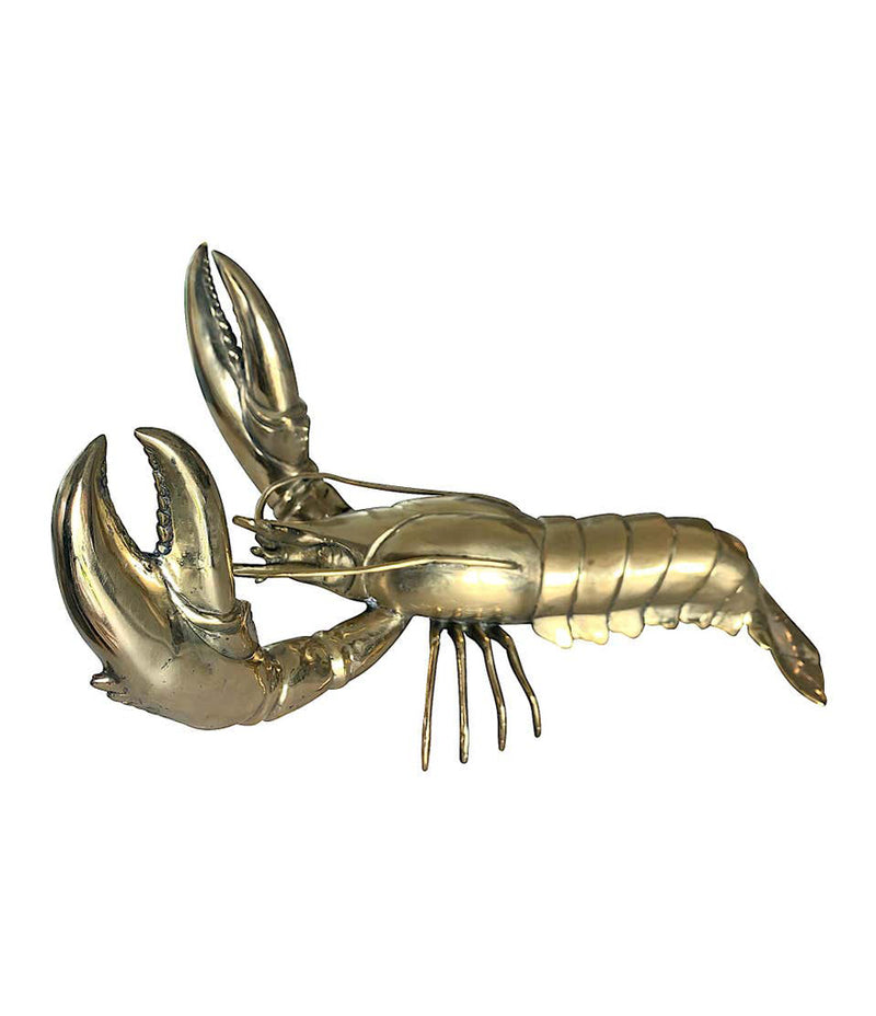 1960S LIFE-SIZE SOLID BRASS LOBSTER SCULPTURE WITH EXQUISITE DETAIL