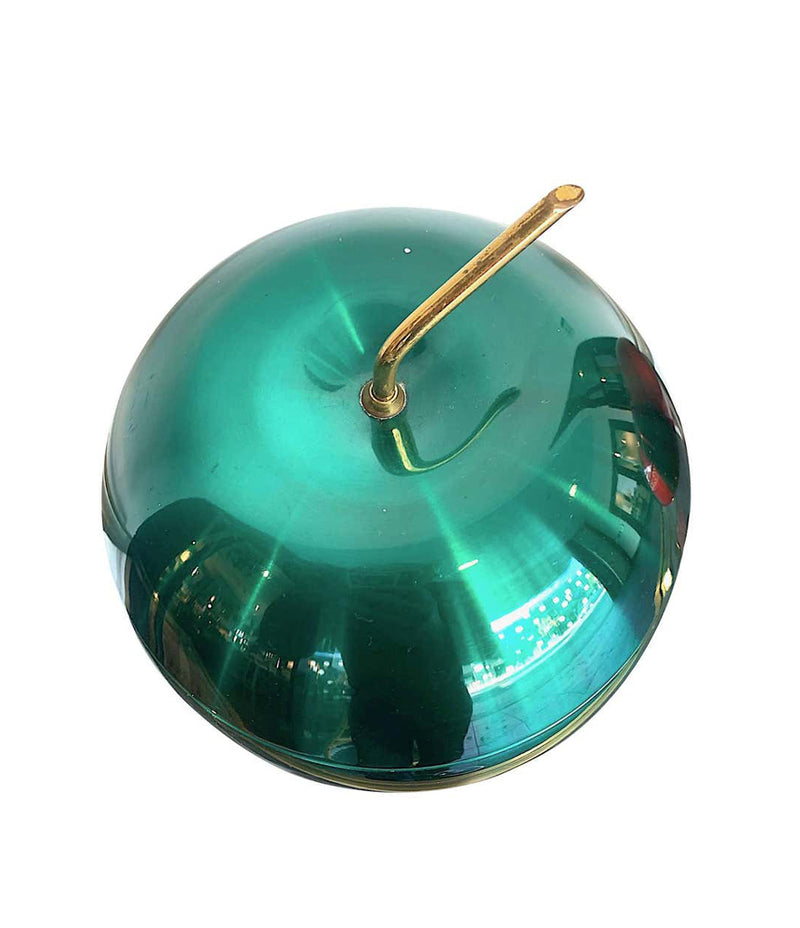 1970S APPLE ICE BUCKET BY DAYDREAM IN ANODISED VIBRANT GREEN WITH BRASS HANDLE