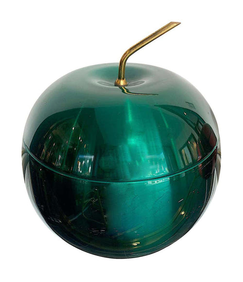 1970S APPLE ICE BUCKET BY DAYDREAM IN ANODISED VIBRANT GREEN WITH BRASS HANDLE