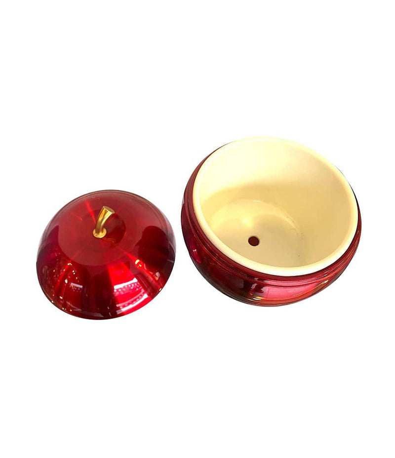 1970S APPLE ICE BUCKET BY DAYDREAM IN ANODISED VIBRANT RED WITH BRASS HANDLE