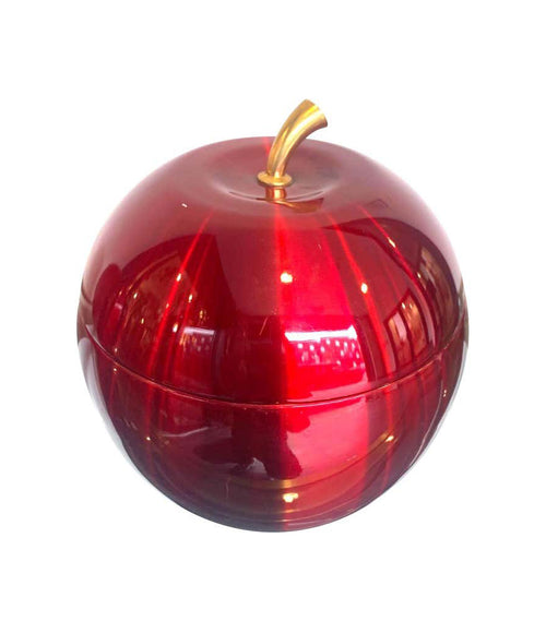 1970S APPLE ICE BUCKET BY DAYDREAM IN ANODISED VIBRANT RED WITH BRASS HANDLE