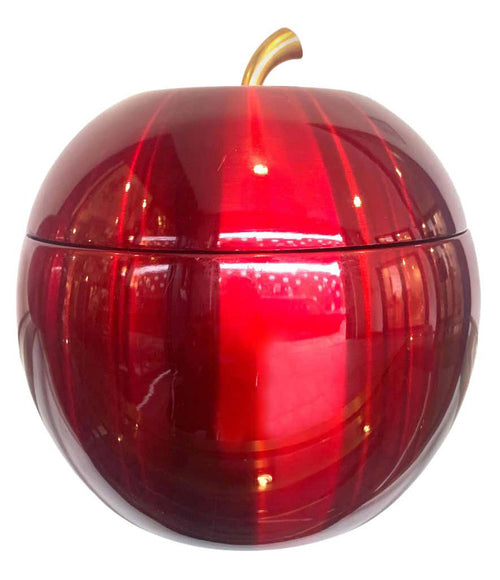 1970S APPLE ICE BUCKET BY DAYDREAM IN ANODISED VIBRANT RED WITH BRASS HANDLE