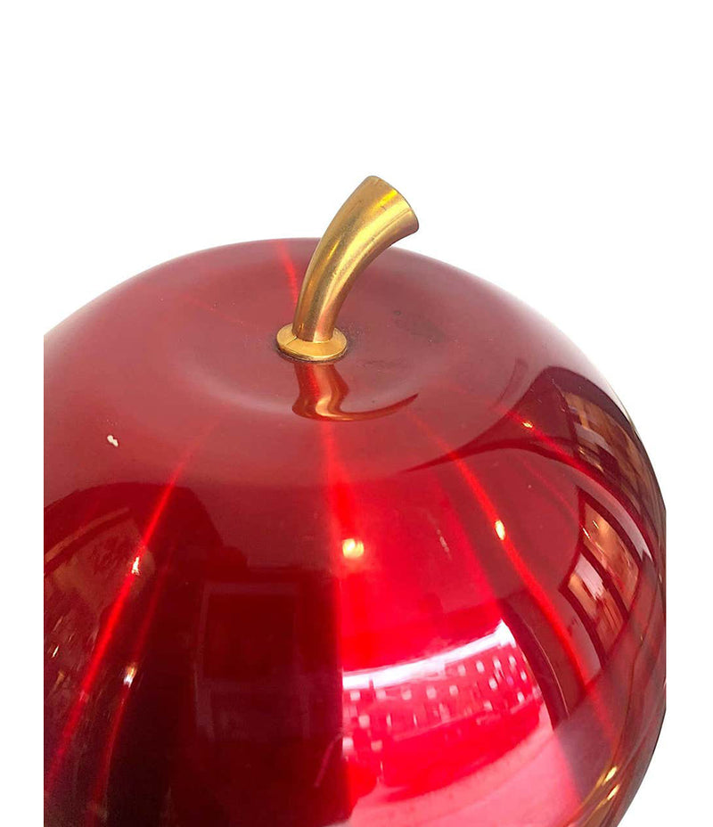 1970S APPLE ICE BUCKET BY DAYDREAM IN ANODISED VIBRANT RED WITH BRASS HANDLE