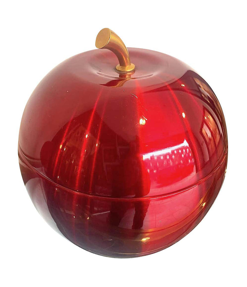 1970S APPLE ICE BUCKET BY DAYDREAM IN ANODISED VIBRANT RED WITH BRASS HANDLE