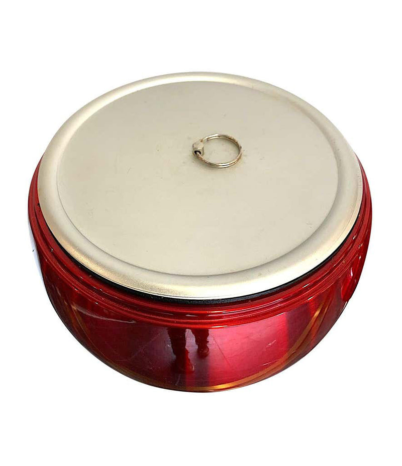 1970S CHERRY ICE BUCKET BY DAYDREAM IN ANODISED VIBRANT RED WITH BRASS HANDLE