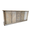 1970S FRENCH RIVIERA BAMBOO CREDENZA WITH BAMBOO AND LEATHER HANDLES