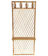 1970S FRENCH RIVIERA RATTAN AND BAMBOO COAT RACK WITH WOODEN SHELF