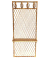 1970S FRENCH RIVIERA RATTAN AND BAMBOO COAT RACK WITH WOODEN SHELF