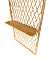 1970S FRENCH RIVIERA RATTAN AND BAMBOO COAT RACK WITH WOODEN SHELF