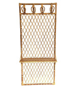 1970S FRENCH RIVIERA RATTAN AND BAMBOO COAT RACK WITH WOODEN SHELF