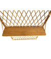 1970S FRENCH RIVIERA RATTAN AND BAMBOO COAT RACK WITH WOODEN SHELF