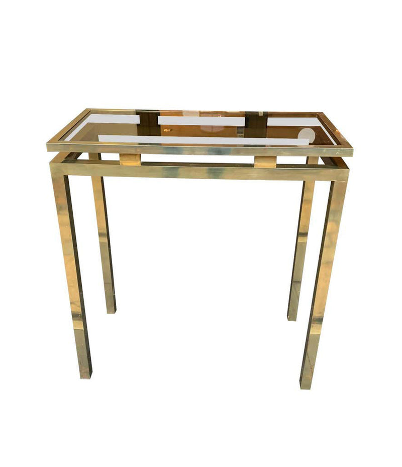 1970S GUY LEFEVRE STYLE GILT METAL CONSOLE AND MATCHING MIRROR