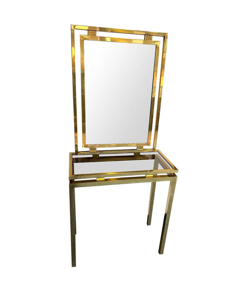 1970S GUY LEFEVRE STYLE GILT METAL CONSOLE AND MATCHING MIRROR