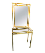 1970S GUY LEFEVRE STYLE GILT METAL CONSOLE AND MATCHING MIRROR