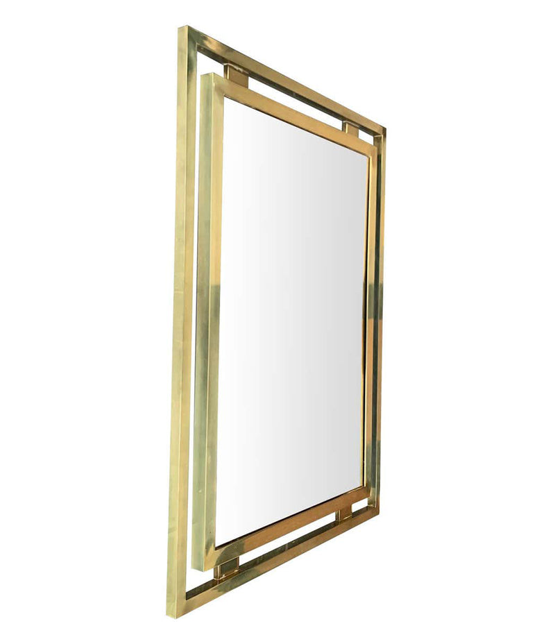 1970S GUY LEFEVRE STYLE GILT METAL CONSOLE AND MATCHING MIRROR