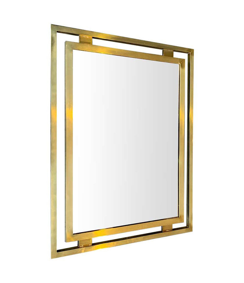 1970S GUY LEFEVRE STYLE GILT METAL CONSOLE AND MATCHING MIRROR