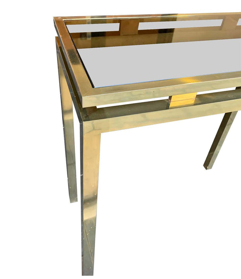 1970S GUY LEFEVRE STYLE GILT METAL CONSOLE AND MATCHING MIRROR