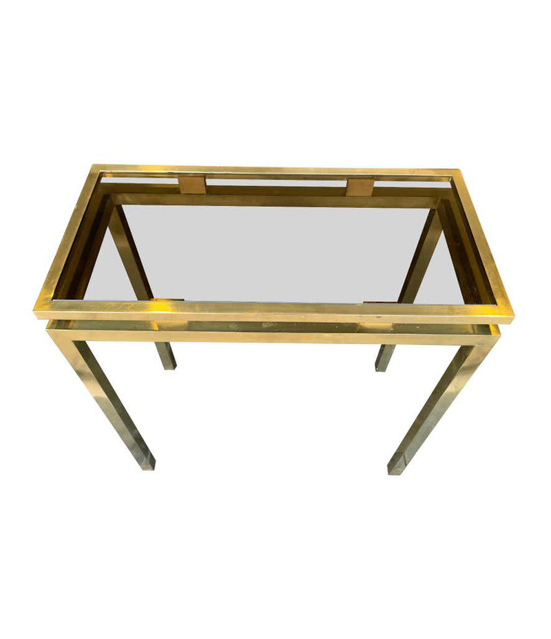 1970S GUY LEFEVRE STYLE GILT METAL CONSOLE AND MATCHING MIRROR