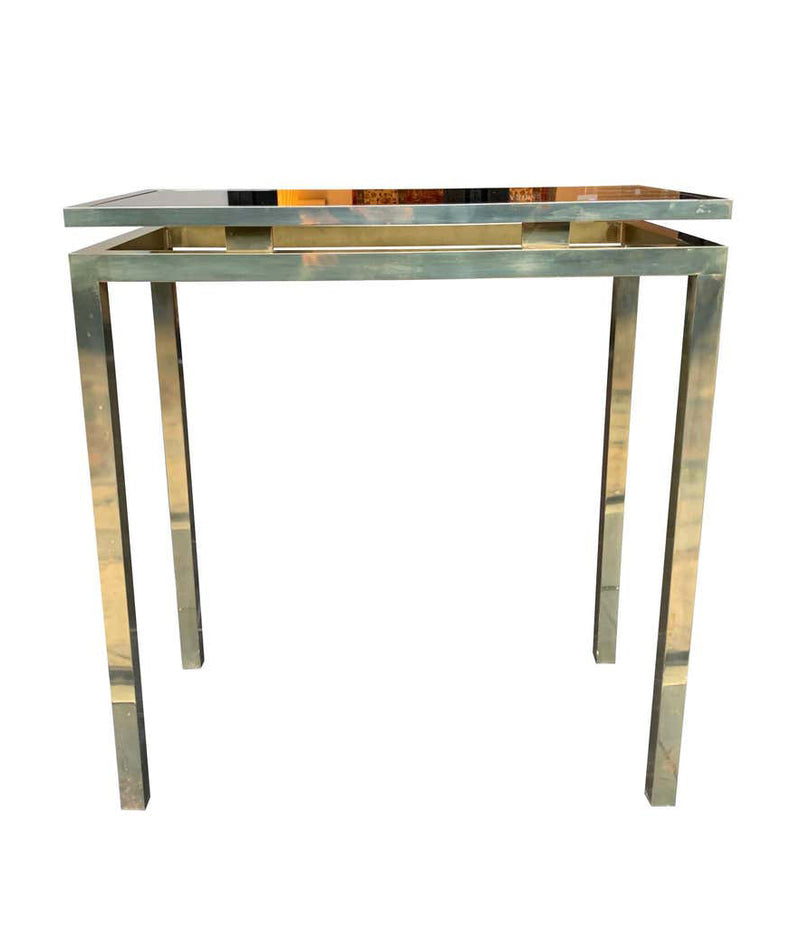 1970S GUY LEFEVRE STYLE GILT METAL CONSOLE AND MATCHING MIRROR