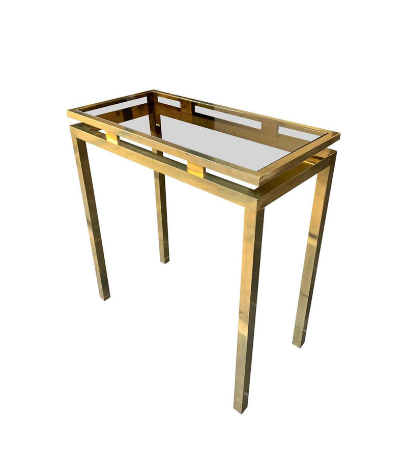 1970S GUY LEFEVRE STYLE GILT METAL CONSOLE AND MATCHING MIRROR