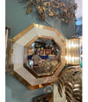 1970s octagonal brass and ivory lacquer mirror by Jean Claude Mahey - Mid Century Mirrors