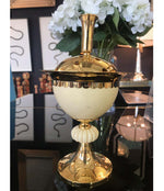 1970S POTPOURRI HOLDER IN GILT METAL WITH REAL OSTRICH EGG BY CHRISTIAN DIOR