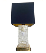 1970S 'ICE" LAMP BY HILLEBRAND WITH CENTRAL LIGHT INSIDE THE GLASS STEM