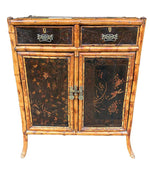 19TH CENTURY CHINOISERIE PAINTED BAMBOO CABINET WITH TWO DRAWERS AND TWO DOORS